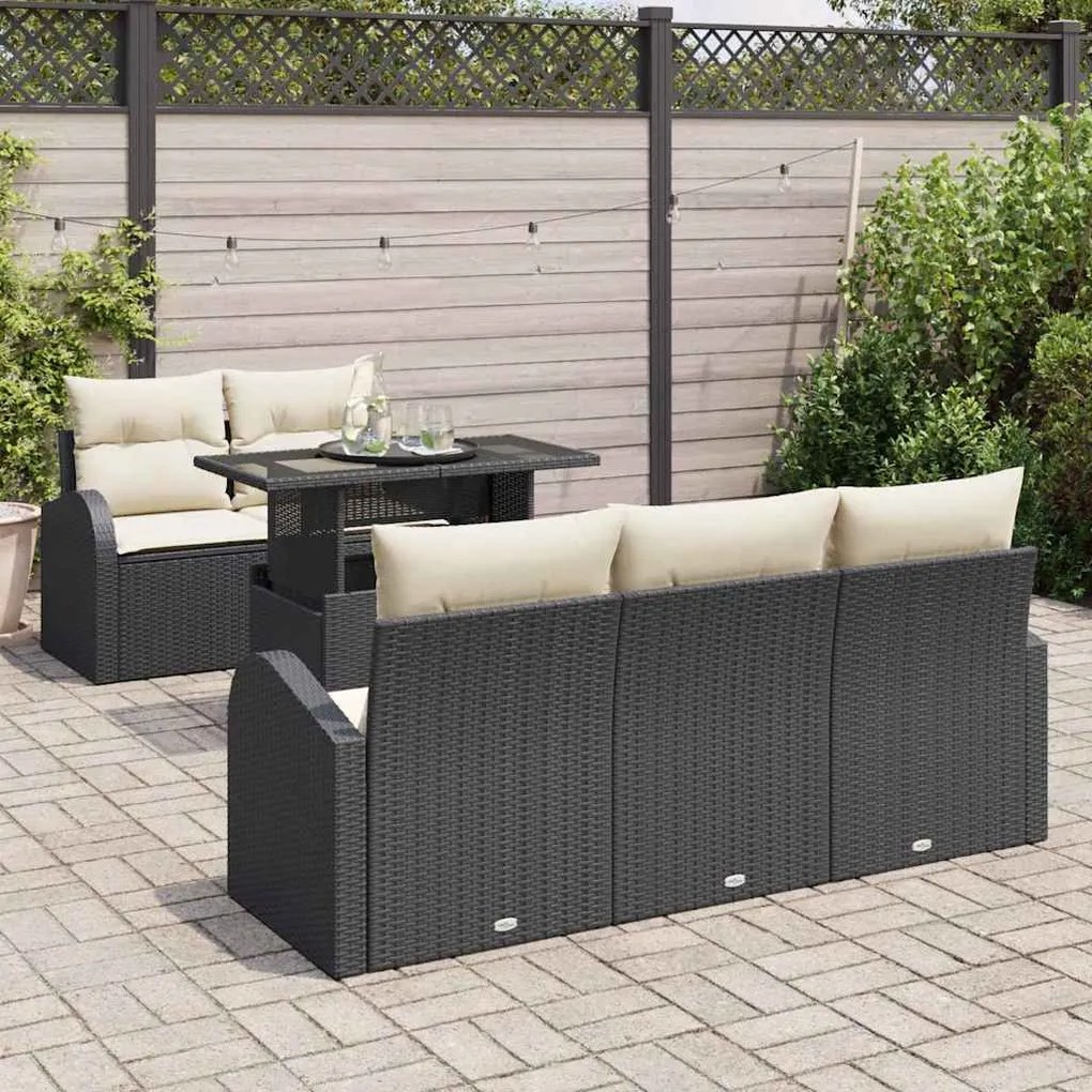 vidaXL Σετ Καναπέ Κήπου 6 pcs Μαύρο 100 x 55 x 73 εκ Πολυ ράταν