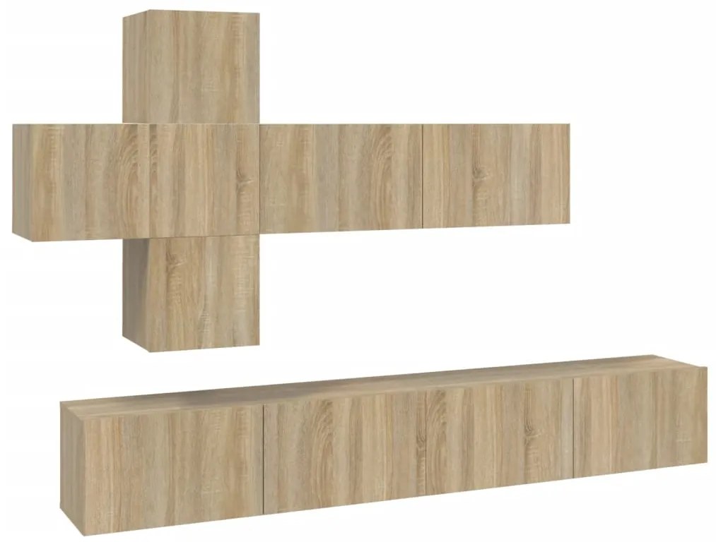 vidaXL Σετ Επίπλων Τηλεόρασης 7 Τεμαχίων Sonoma Δρυς Επεξ. Ξύλο