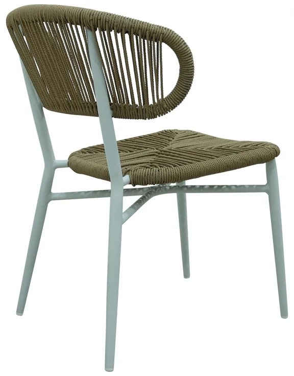 Καρέκλα στοιβαζόμενη Agus pakoworld αλουμίνιο σε λευκό- pe rattan σε φυσική απόχρωση 55x63x77εκ