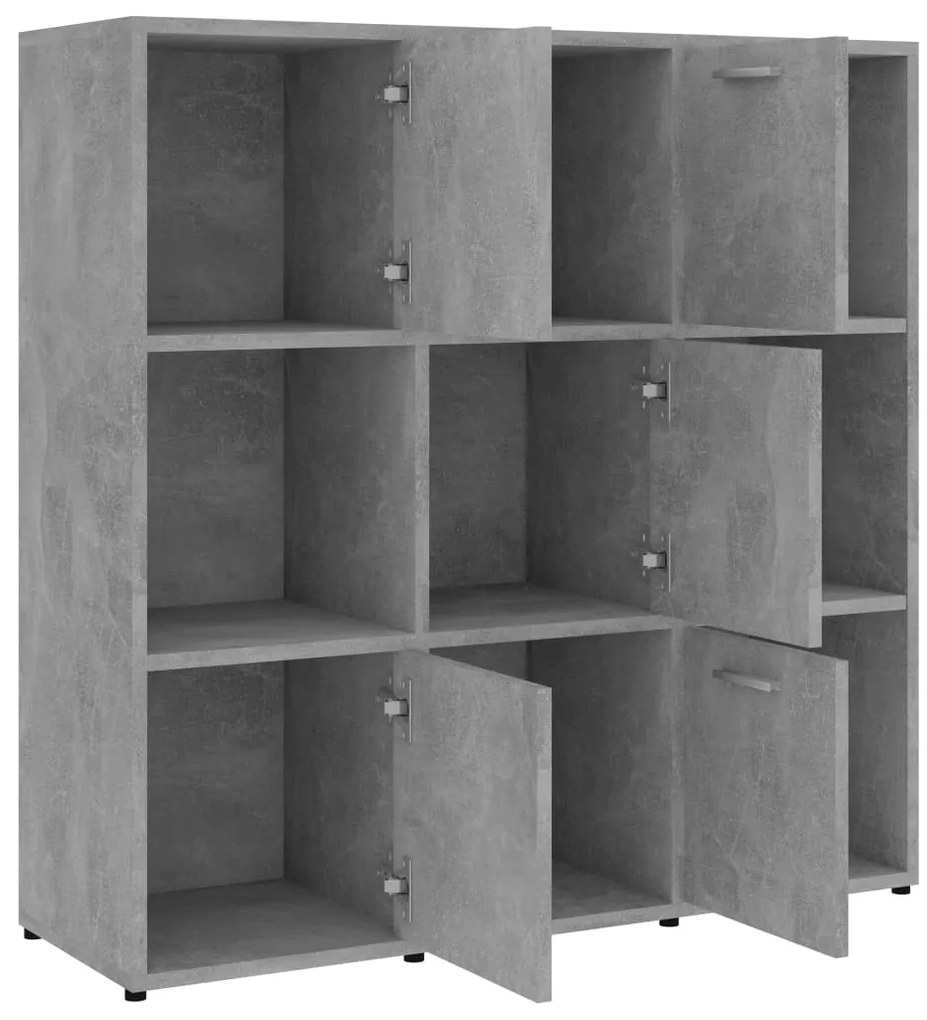 vidaXL Βιβλιοθήκη Γκρι του Σκυροδέματος 90 x 30 x 90 εκ. Επεξ. Ξύλο