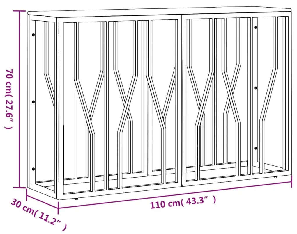 vidaXL Τραπέζι Κονσόλα Ασημί Ανοξείδωτο Ατσάλι & Μασίφ Ξύλο Ακακίας