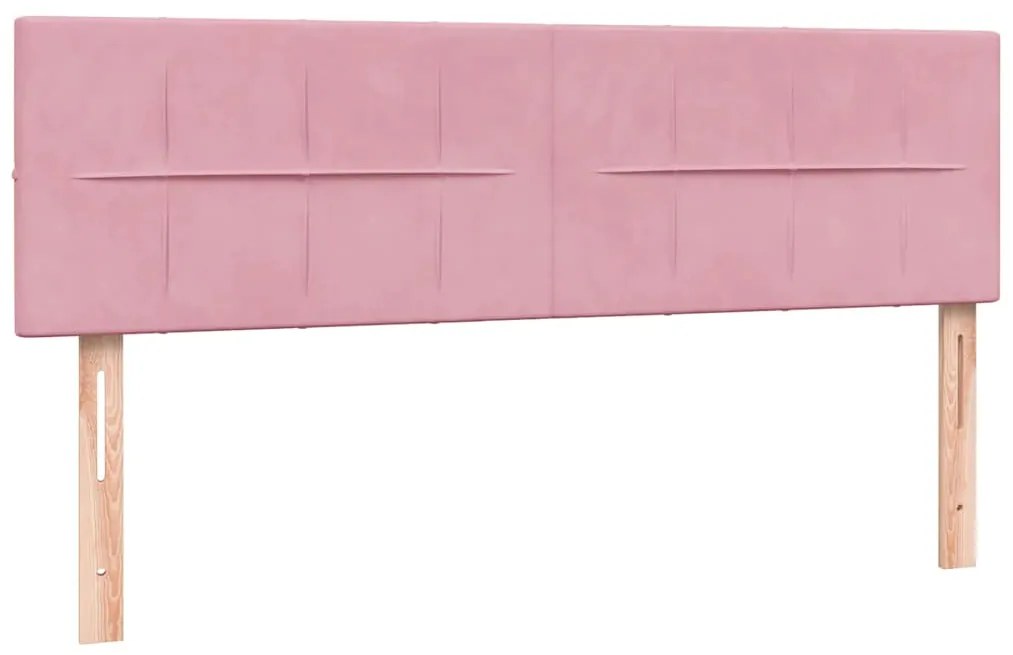 Κρεβάτι Boxspring με Στρώμα Ροζ 160x210 εκ. Βελούδινο - Ροζ