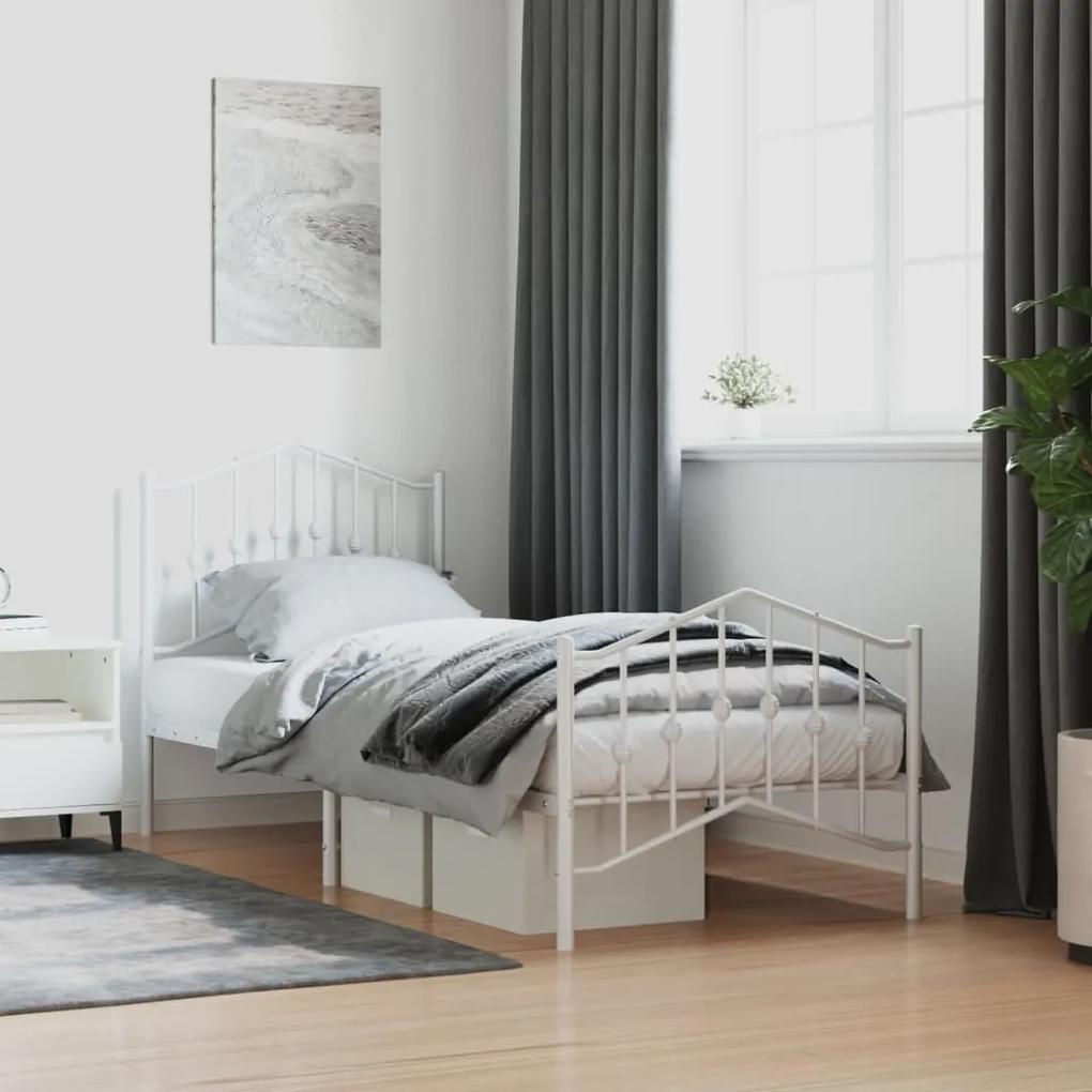 Πλαίσιο Κρεβατιού με Κεφαλάρι/Ποδαρικό Λευκό 80x200 εκ. Μέταλλο