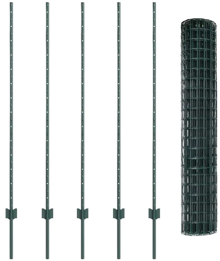 vidaXL Τεντώτο με στήριγμα Πράσινο 1,4 x 10 m Χάλυβας και PVC