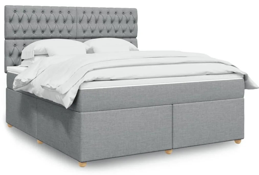 Κρεβάτι Boxspring με Στρώμα Ανοιχτό Γκρι 180x200 εκ. Υφασμάτινο - Γκρι