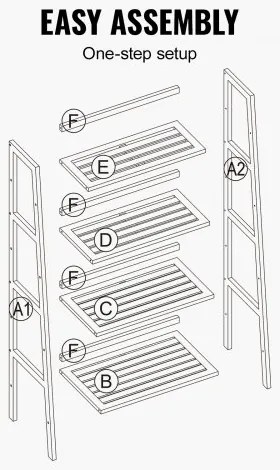 VEVOR Bamboo Bookshelf 4 Tiers Bamboo Ladder Bookshelf Trapezoid Storage Rack