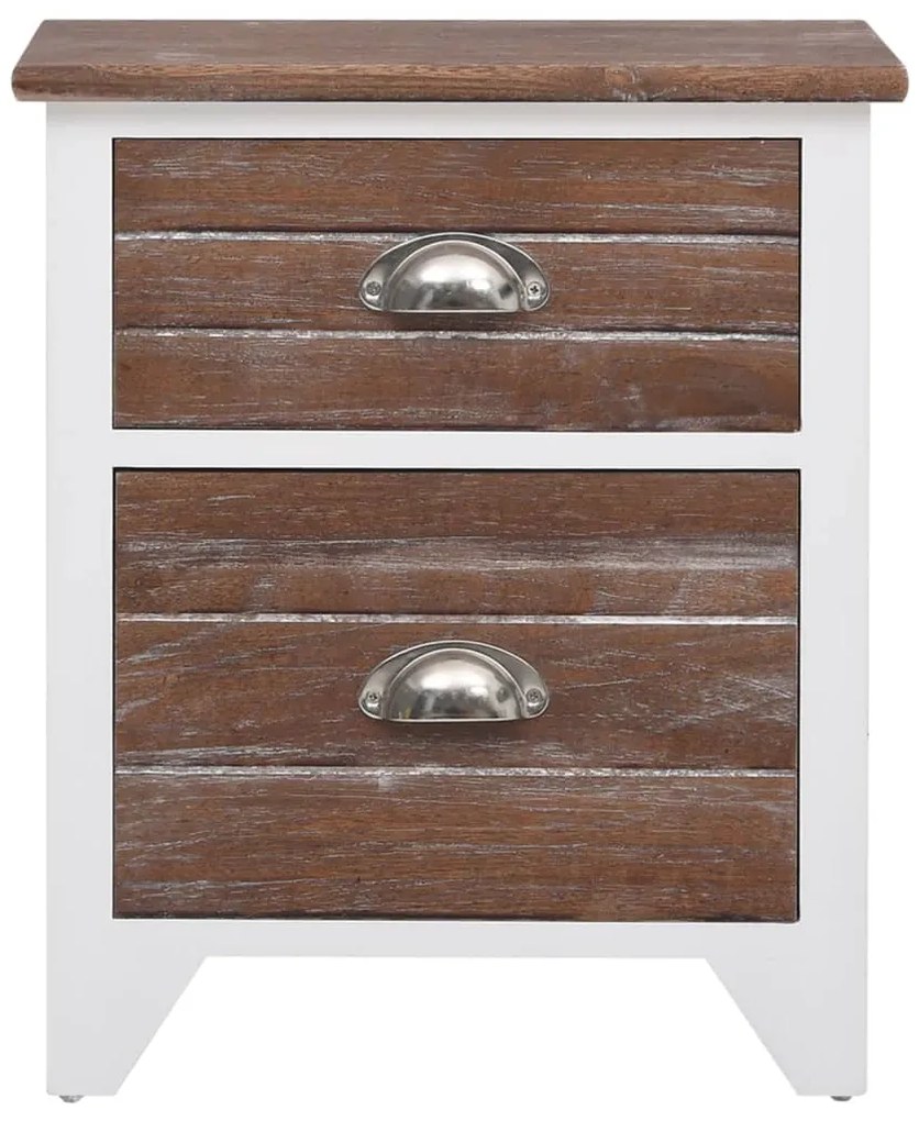 vidaXL Κομοδίνο με 2 Συρτάρια 2 τεμ. Καφέ και Λευκό