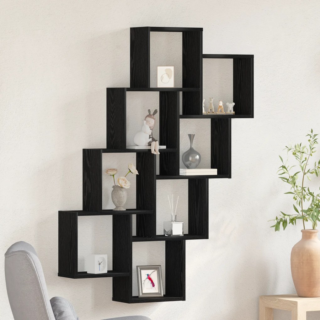 vidaXL Τοίχος Ντουλάπι Μαύρης Δρυς 90x15x119,5 εκ Επεξεργασμένο Ξύλο