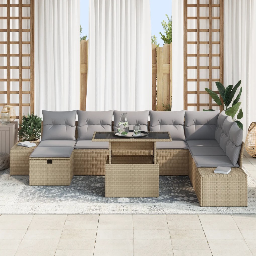 vidaXL Σετ Καναπέ Κήπου 11 pcs Μπεζ 319 x 209 x 69 εκ.