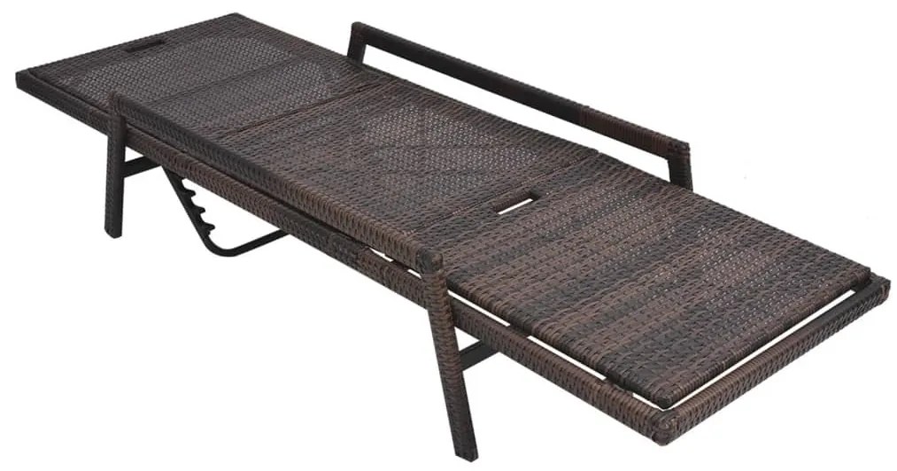 vidaXL Ξαπλώστρα Καφέ από Συνθετικό Ρατάν με Μαξιλάρι