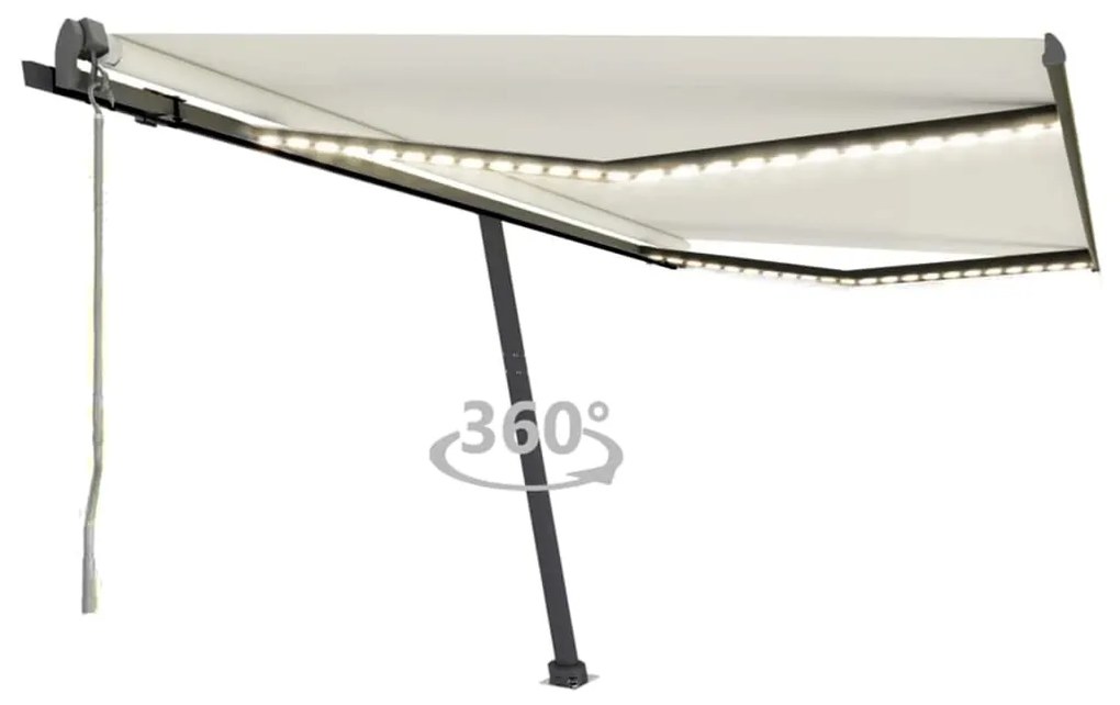 vidaXL Τέντα Αυτόματη με LED &amp; Αισθητήρα Ανέμου Κρεμ 400 x 300 εκ.