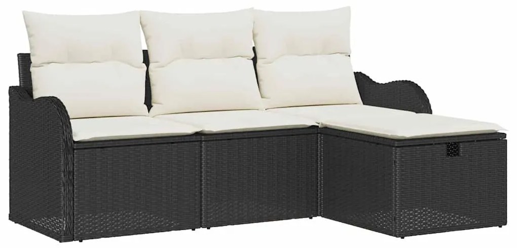 vidaXL Σετ Καναπέ Κήπου 4 pcs Μαύρο και κρεμ 176 x 117 x 85 εκ