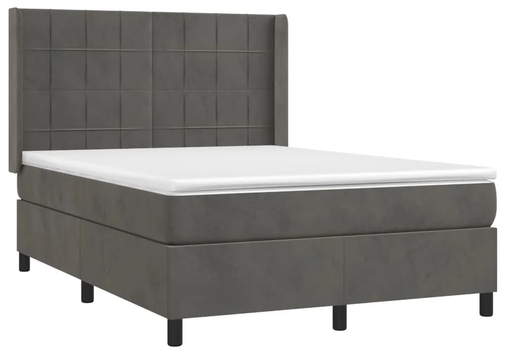 ΚΡΕΒΑΤΙ BOXSPRING ΜΕ ΣΤΡΩΜΑ ΣΚΟΥΡΟ ΓΚΡΙ 140X190 ΕΚ. ΒΕΛΟΥΔΙΝΟ 3132676