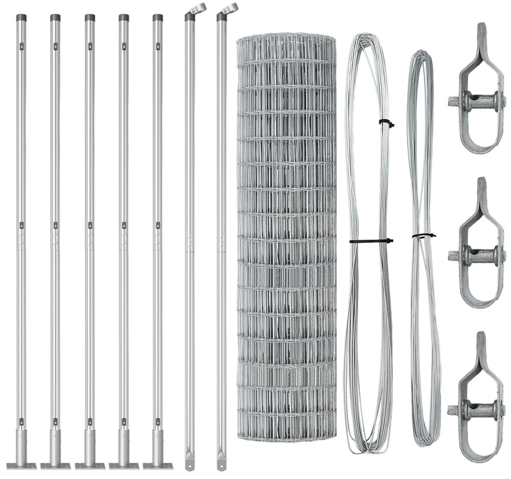 vidaXL Euro Fence με 7 Ειδικές Στήλες 1x10 μ Γαλβανισμένο Ατσάλι