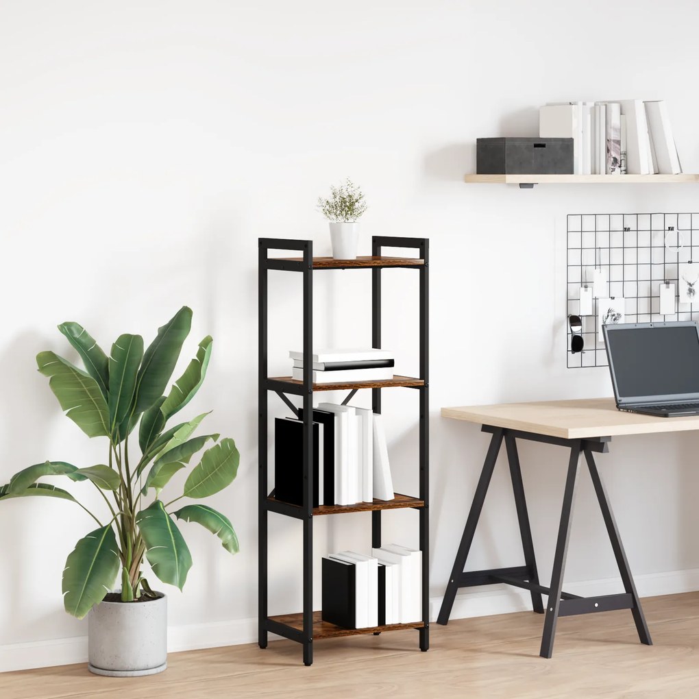 vidaXL Βιβλιοθήκη Καπνιστή δρυς 40 x 30 x 118 εκ Ξύλο