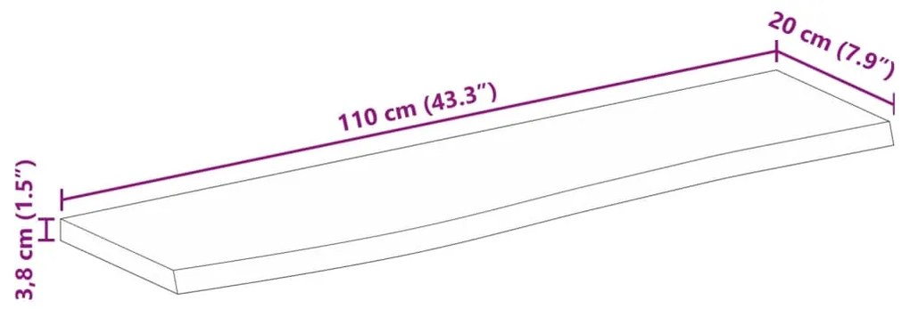 Επιφάνεια Τραπεζιού 110x20x3,8 εκ. Live Edge Μασίφ Ξύλο Μάνγκο - Καφέ