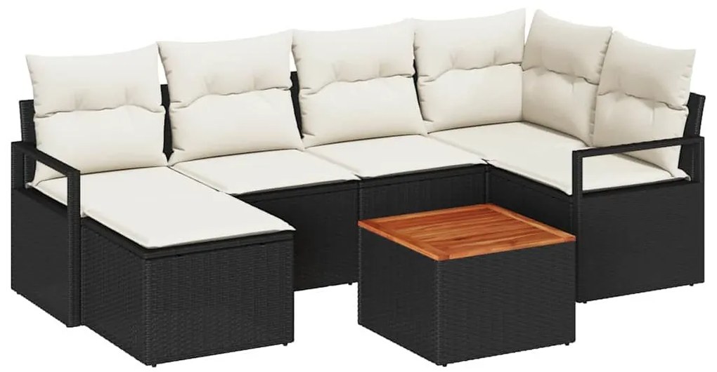 vidaXL Σετ Καναπέ Κήπου 7 pcs Μαύρος, λευκός