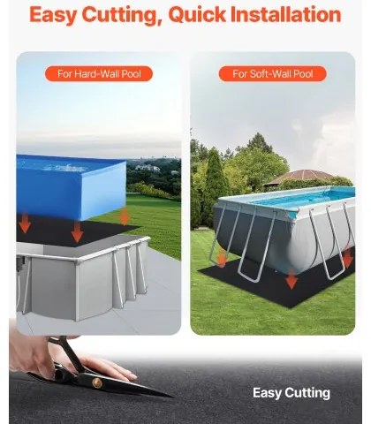 VEVOR Rectangle Pool Liner Pad, 16 x 32 ft Pool Liner Pad for Above Ground Swimming Pools, Extra-Thick Pool Mat, Prevents Punctures, Recycled Geotextile Material Underlayment Pad, Extend Liner Life