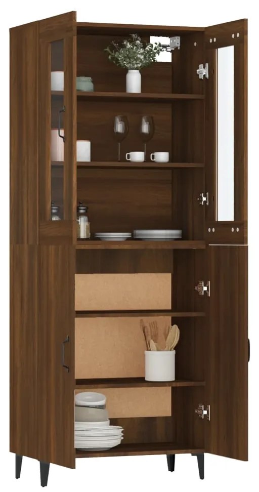 vidaXL Ντουλάπι Καφέ Δρυς 69,5 x 34 x 180 εκ. από Επεξεργασμένο Ξύλο