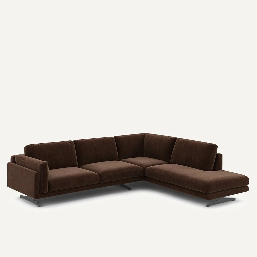 Γωνιακός καναπές με σεζλόνγκ από βελούδο chenille, César