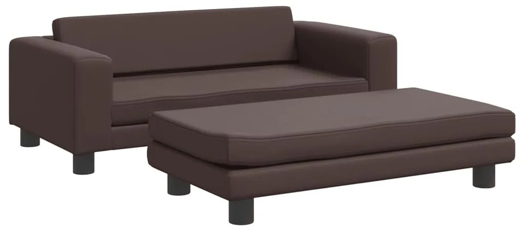 vidaXL Καναπές Παιδικός με Υποπόδιο Καφέ 100 x 50 x 30 εκ. Συνθ. Δέρμα