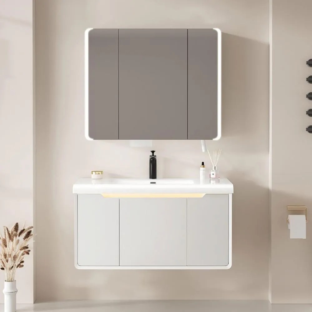 Σετ Επίπλου Mπάνιου MICHELE 100 Plywood Silver 100x45x135 εκ.
