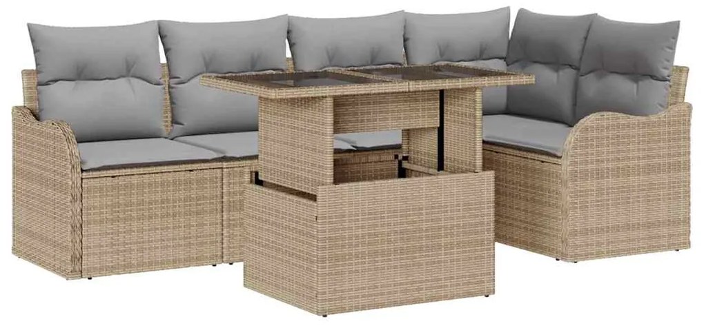 vidaXL Σετ Καναπέ Κήπου 6 pcs Μπεζ 100 x 55 x 73 εκ Πολυ ράταν