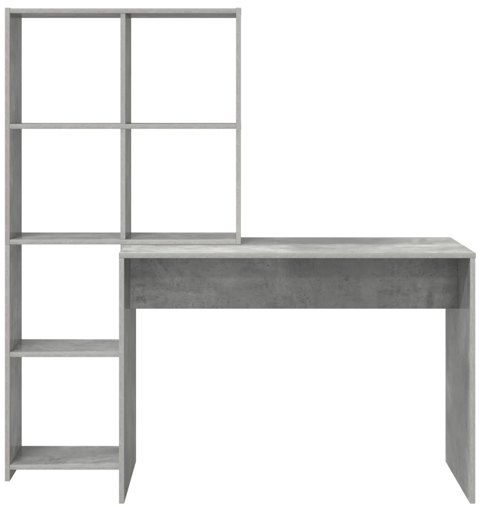 vidaXL Γραφείο με ράφι Γκρι σκυροδέματος 138.5 x 55 x 143 εκ