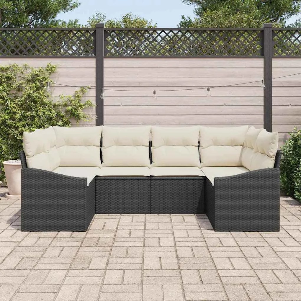 vidaXL Σετ Καναπέ Κήπου 6 pcs Μαύρο Πολυ ράταν