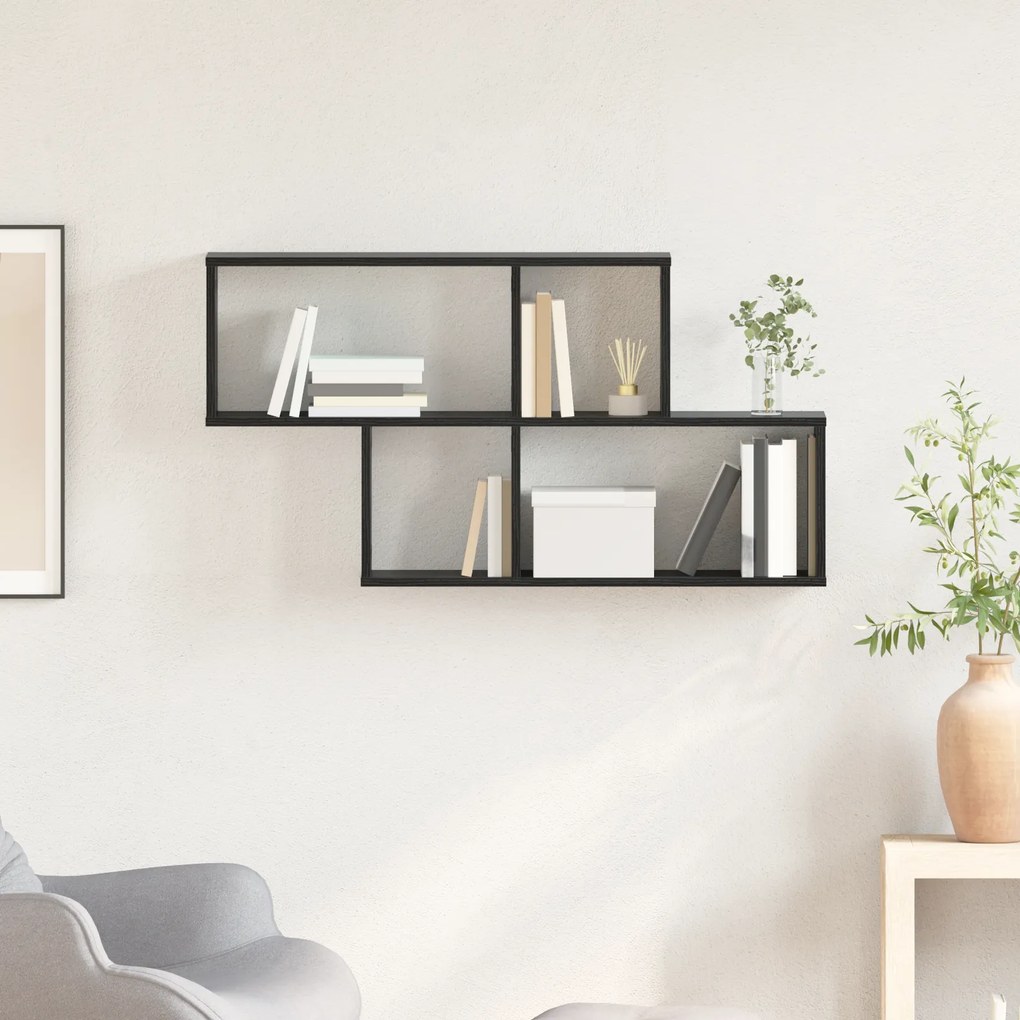vidaXL Ράφι Τοίχου Μαύρη Δρυς 100x20x53 εκ. Επεξεργασμένο Ξύλο