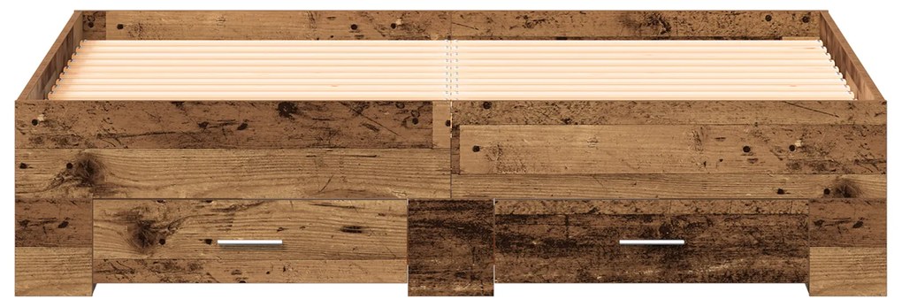 vidaXL Κρεβάτι με Συρτάρια Παλαιό ξύλο 135 x 190 cm Επεξεργασμένο ξύλο