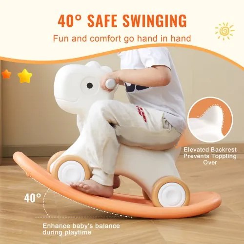 VEVOR 3 in 1 Rocking Horse for Toddlers 1-3 Years, Baby Rocking Horse with Detachable Balance Board and 4 Smooth Wheels, Support up to 80 lbs HDPE Material Kids Ride on Toy, 40° Swinging, Red