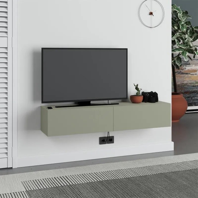Megapap Έπιπλο Τηλεόρασης Επιτοίχιο Francy Ash Green 135x31,7x25εκ.