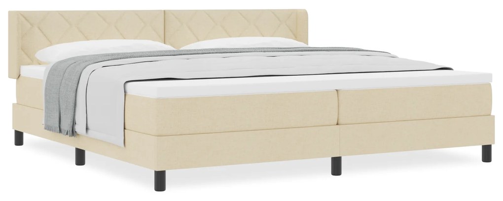 vidaXL Κρεβάτι με Ελατήριο και Στρώμα σε Κρεμ 200x200 εκ Ύφασμα
