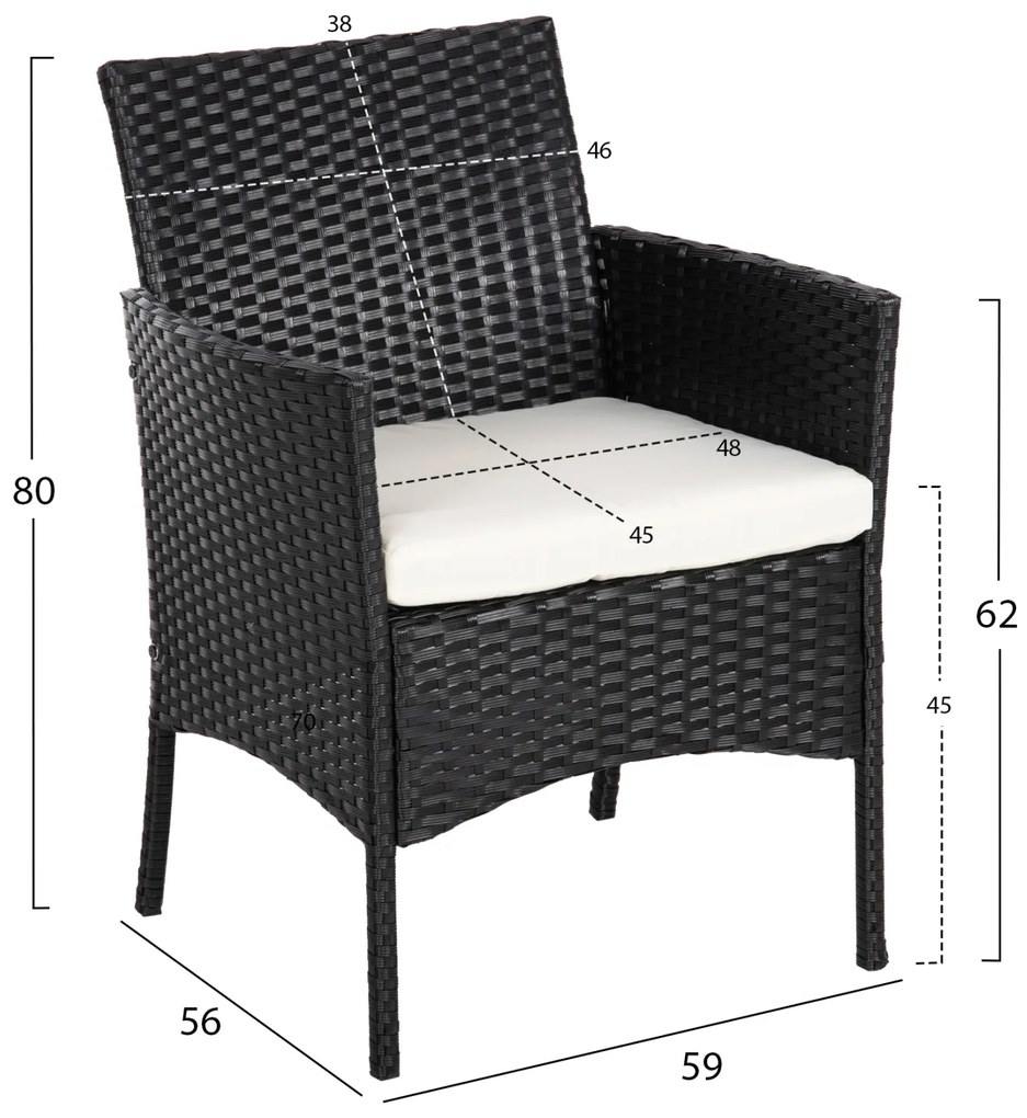 ΣΕΤ ΣΑΛΟΝΙ 4ΤΜΧ STASIA HM6089.04 ΣΥΝΘ.RATTAN ΜΑΥΡΟ-ΜΠΕΖ ΜΑΞΙΛΑΡΙΑ - 0612555 - HM6089.04