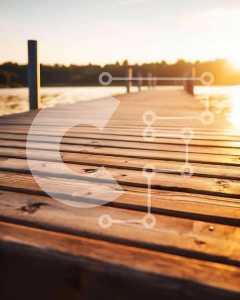 Intra Συλλεκτικό Ξύλινο Παζλ Plywood  4mm - Ξύλινη προβλήτα στο ηλιοβασίλεμα Σε Ξύλινο Κουτί - Διαστάσεις: 10x10 cm – 25 κομμάτια