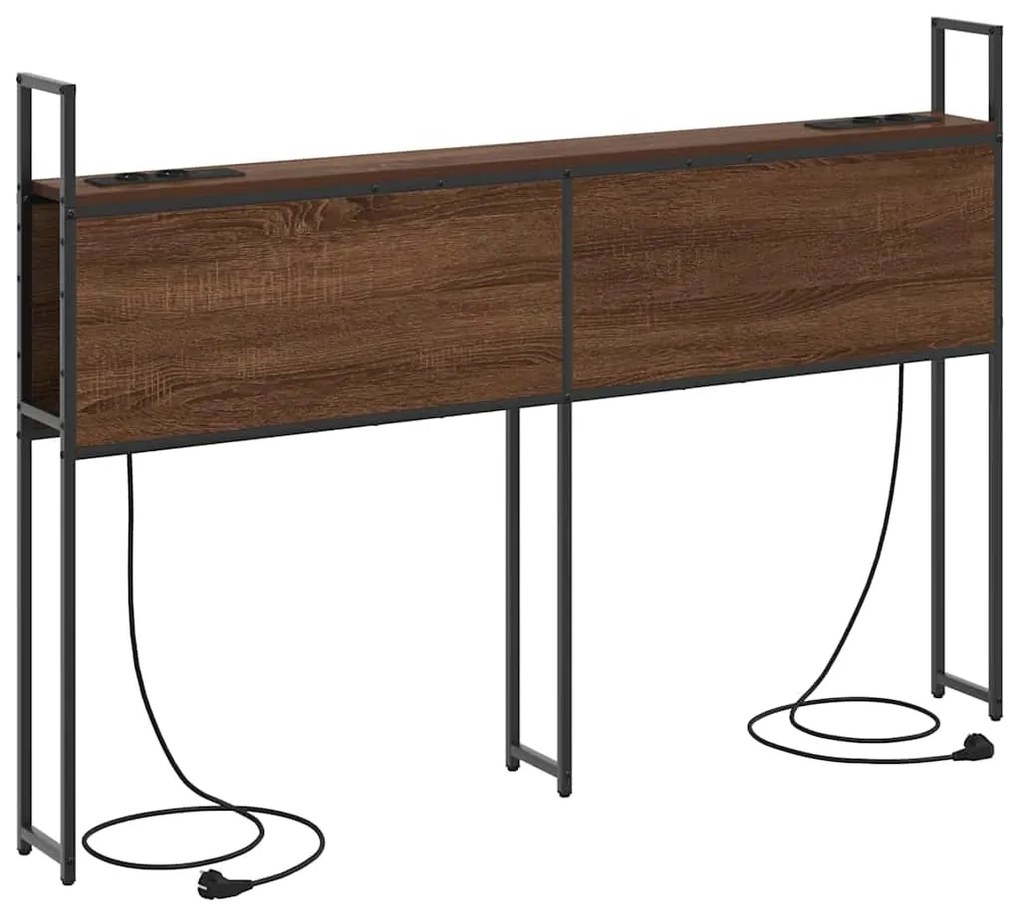 vidaXL Κεφαλάρι Αποθήκης με Σταθμό Φόρτισης με ράφι Καφέ δρυς 160 cm