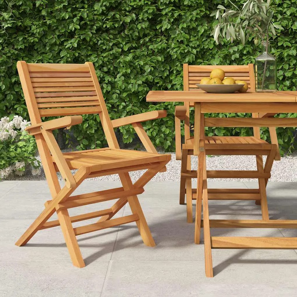 vidaXL Καρέκλες Κήπου Πτυσσόμενες 2 τεμ. 55x62x90 εκ. Μασίφ Ξύλο Teak