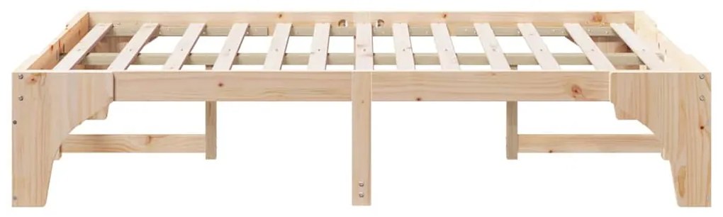 vidaXL Κρεβάτι δαπέδου με αποθήκευση Καφέ 135 x 190 cm Ξύλο πεύκου