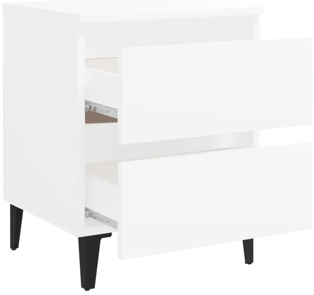 vidaXL Κομοδίνα 2 τεμ. Λευκά 40 x 35 x 50 εκ. από Επεξ. Ξύλο