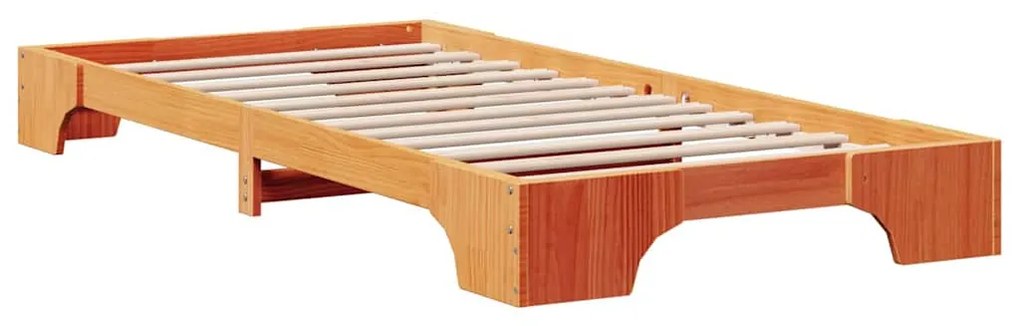 vidaXL Σκελετός Κρεβατιού Κερωτό καφέ 75 x 190 cm Στερεά ξυλεία πεύκου