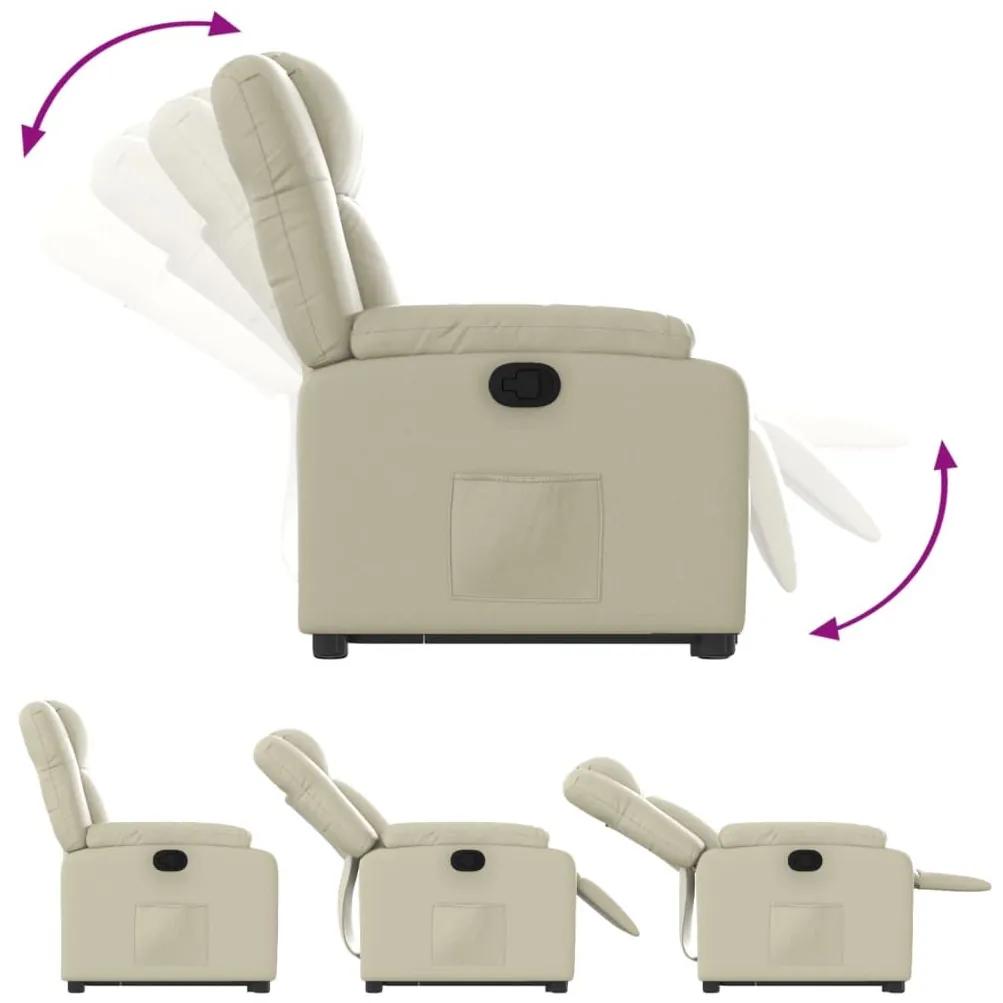 Πολυθρόνα Ανακλινόμενη με Ανύψωση Κρεμ από Συνθετικό Δέρμα - Κρεμ