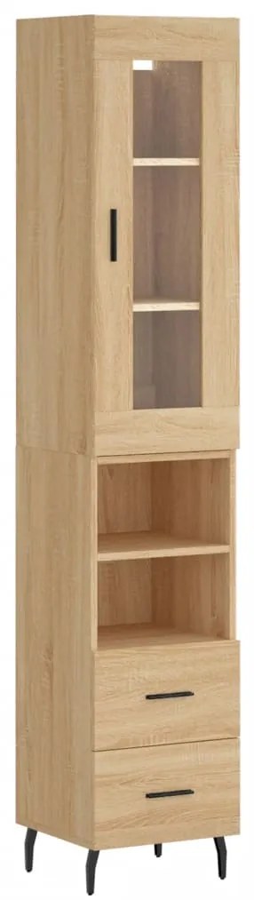 vidaXL Μπουφές Sonoma δρυς 34,5 x 34 x 180 εκ. από Επεξεργασμένο Ξύλο