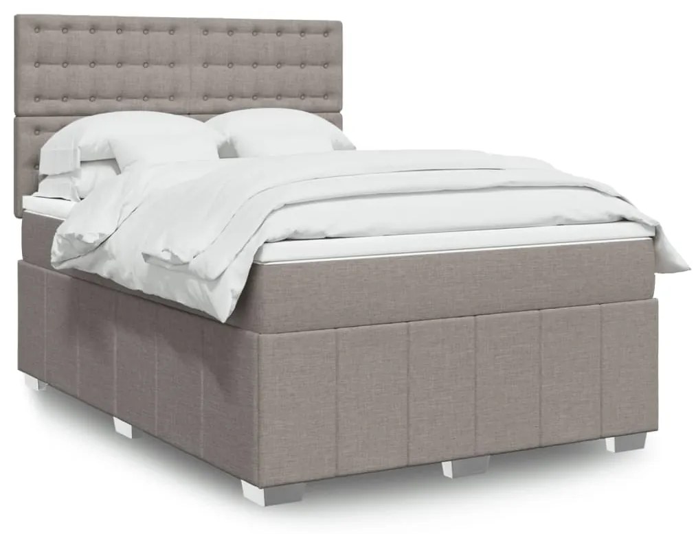 Κρεβάτι Boxspring με Στρώμα Taupe 160x200 εκ. Υφασμάτινο - Μπεζ-Γκρι