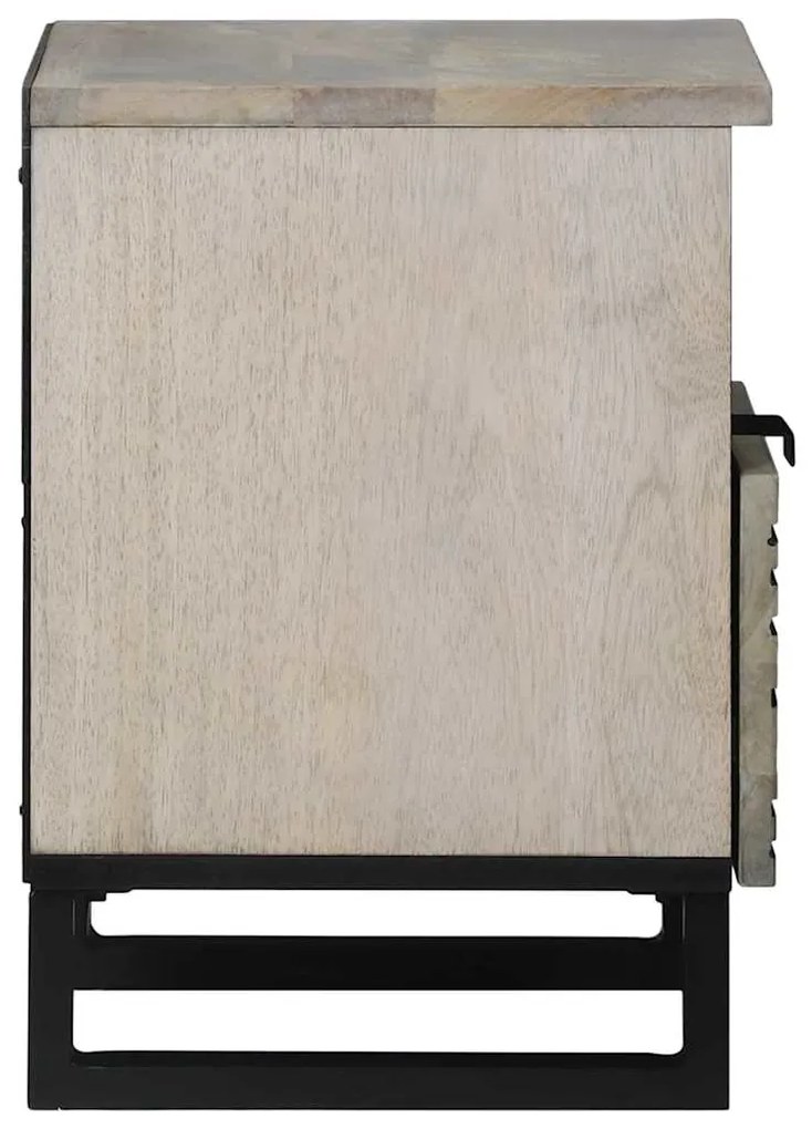 vidaXL Κομοδίνο Λευκό και Μαύρο 40 x 33 x 46 εκ. Μασίφ ξύλο ακακίας