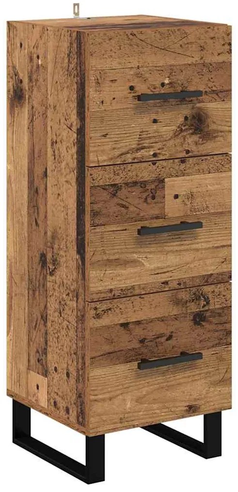 vidaXL Πλαϊνό γραφείο με συρτάρι Παλιό Ξύλο 34,5 x 34 x 90 εκ.