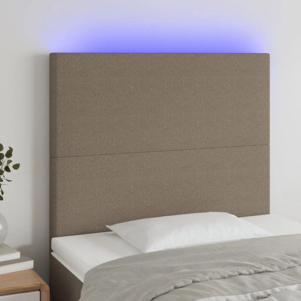 Κεφαλάρι Κρεβατιού LED Taupe 80x5x118/128εκ. Υφασμάτινο