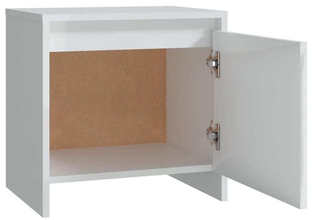 vidaXL Κομοδίνο Γυαλιστερό Λευκό 45 x 34 x 44,5 εκ. Επεξεργασμένο Ξύλο