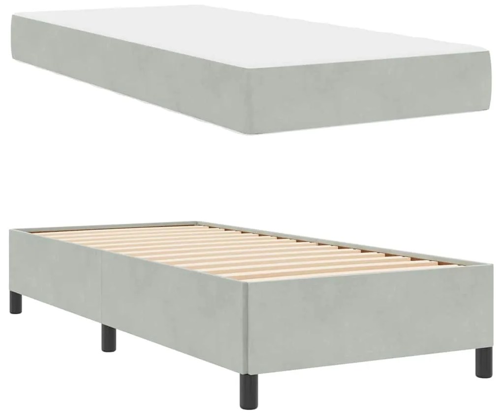 vidaXL Σκελετός Κρεβατιού με στρώμα Ανοιχτό γκρι 90 x 200 cm ύφασμα