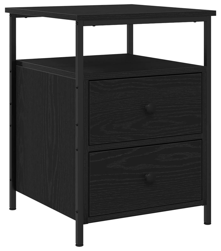 vidaXL Κομοδίνα 2 τεμ Μαύρο Δρυς 44x45x60 εκ Επεξεργασμένο Ξύλο